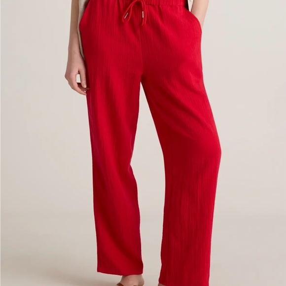 Quince Pants - Quince Women’s 100% Organic Cotton Gauze Straight Leg Pants in Wild Cherry